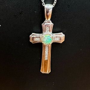 Eithiopian opal sterling silver necklace and chain